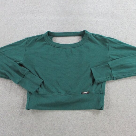 Bombshell Sportswear Open Back Pullover Top Womens Small Green Cropped EUC - Picture 2 of 9